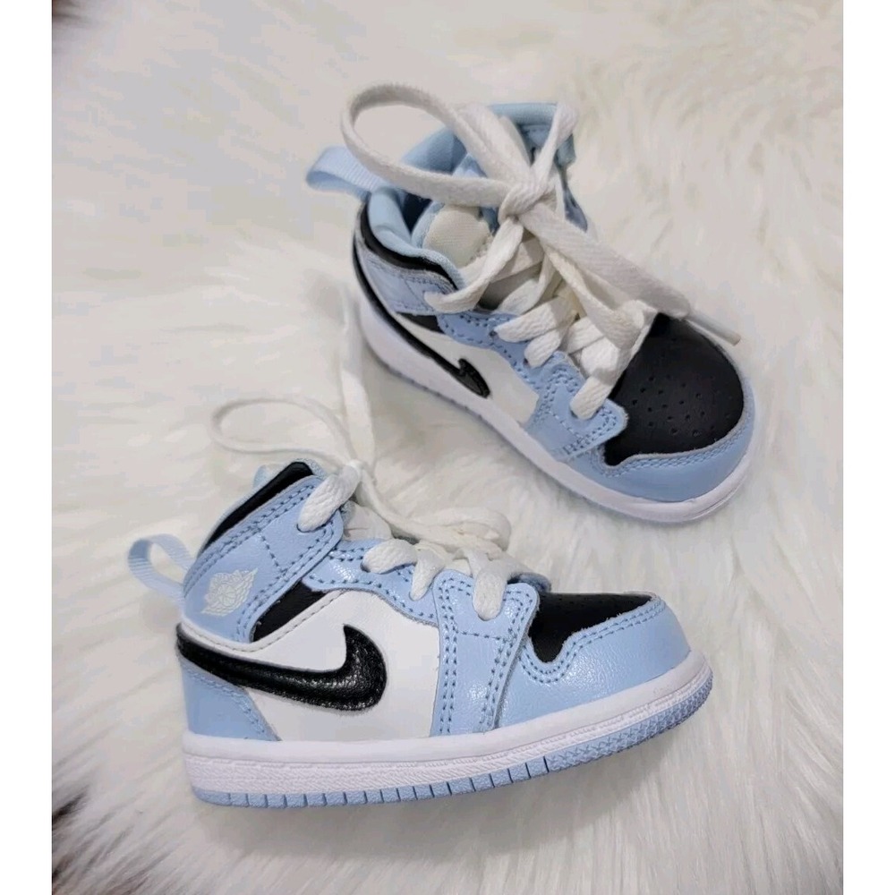 Nike Air Jordan 1 Mid Athletic Shoes 'Ice Blue' 644507-401 Toddler Baby Size 4C